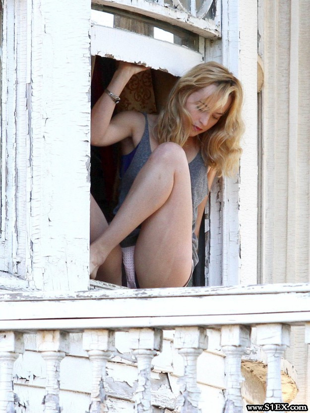 Dakota Johnson jumps out a window in her underwear while shooting 'Cymbeline'